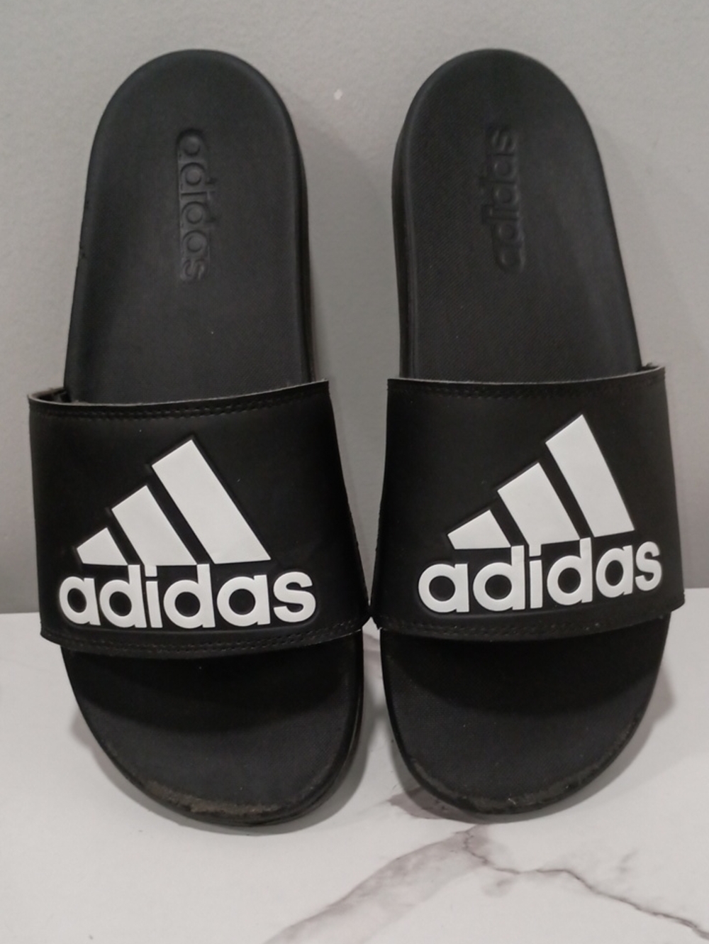 adidas Kids Black and White Slide Sandals